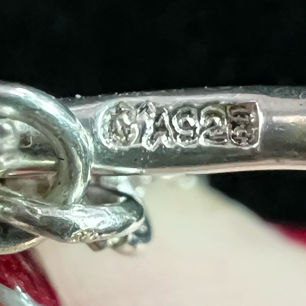 Vintage David Sigal 925 Sterling Black Enameled Channel Set Crystals Pendant - Picture 8 of 11
